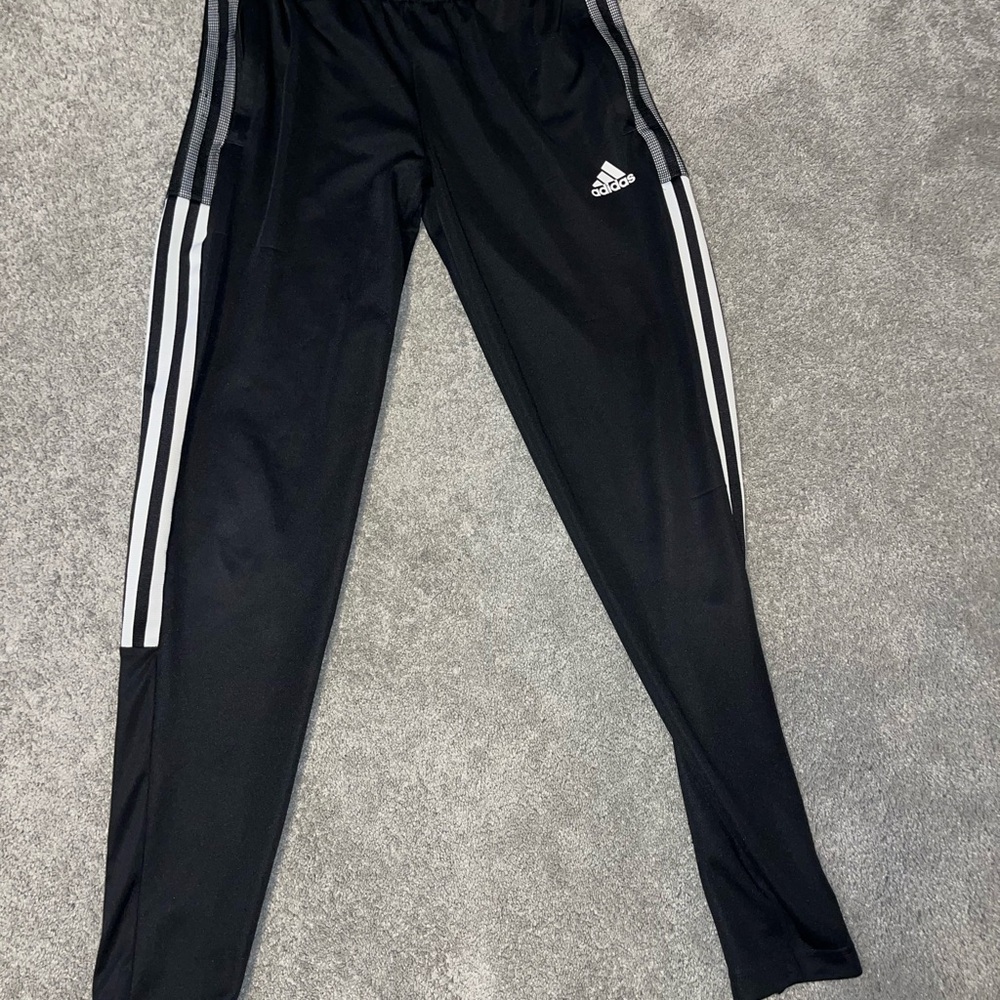 Adidas Kids Black Joggers with White Stripes